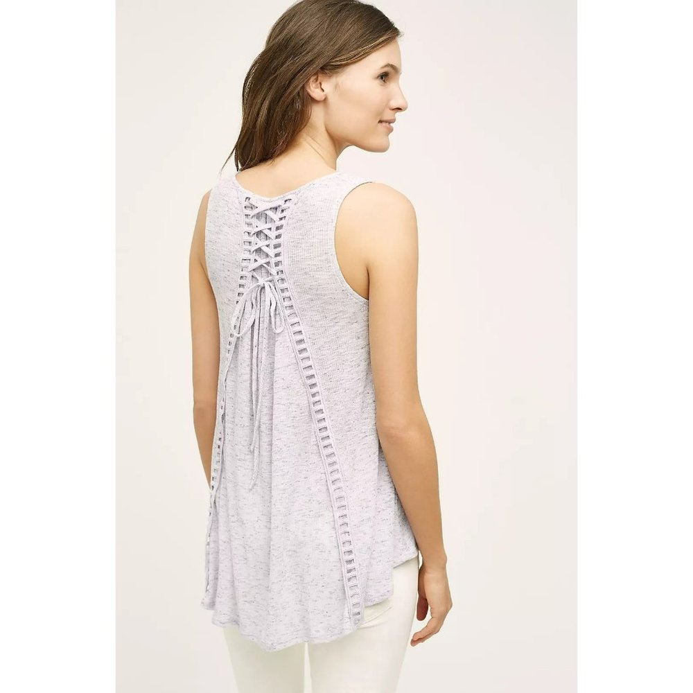 Akemi + Kin Lace -Up Seing Tank Top Cream Large